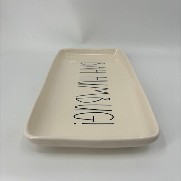 Rae Dunn Bah Humbug Serving Platter Tray Christmas Holiday Rectangle Plate Ivory - Picture 3 of 9
